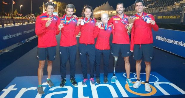 Dos oros, una plata y un bronce, las medallas de nuestros paratriatletas en el Mundial de Gold Coast