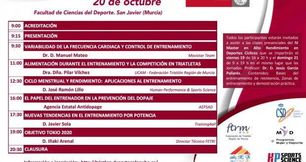 Jornadas Técnicas de Triatlón, 20 y 21 de octubre en Murcia