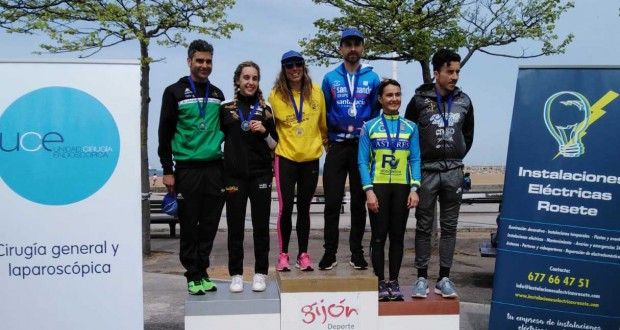 Itziar Méndez y Miguel Ángel Areces, Campeones de Asturias de Duatlón distancia estándar en Gijón