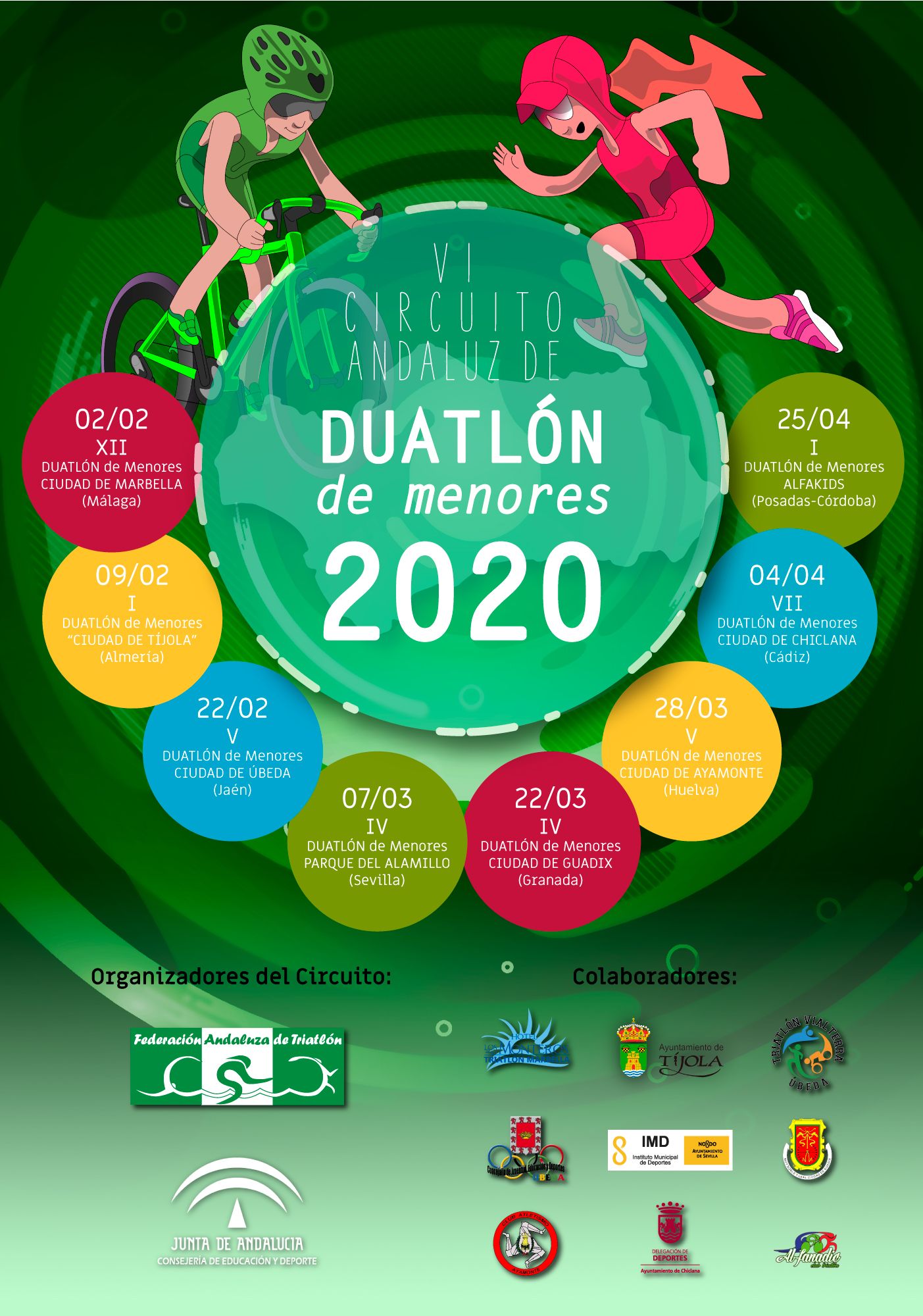 La sexta edición del Circuito Andaluz de Duatlón de menores 2020, recorrerá todas las provincias de Andalucía