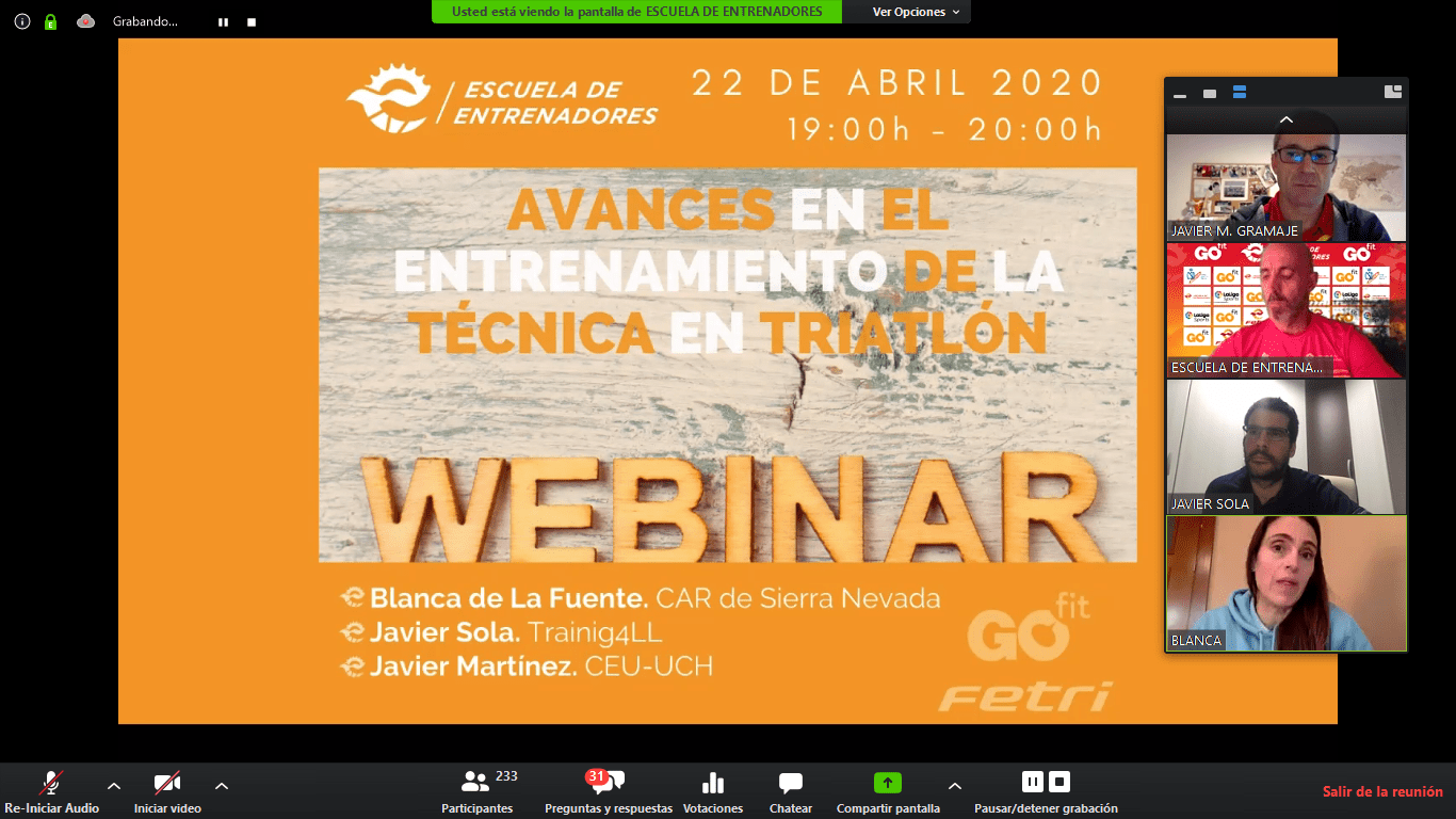 300 asistentes en el IV Webinar FETRI: Avances en el entrenamiento de la técnica en triatlón