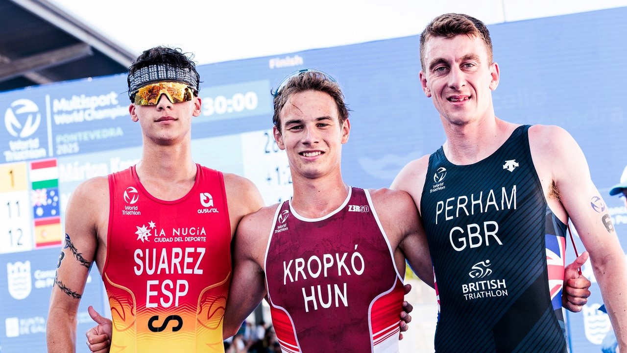 Doble plata de Marina Muñoz y Damián Suárez para España en el Mundial de Acuatlón de Pontevedra 2025